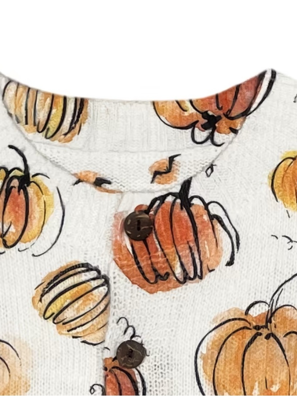 🎃 Pumpkin Print Button Cardigan Cozy Fall Cottagecore Sweater - Picture 5 of 12